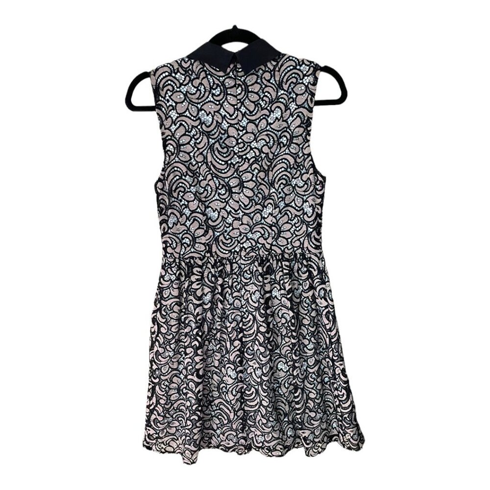Betsey Johnson Size 6 Black Sleeveless Peek-A-Boo Lace Fit & Flare Dress - Picture 3 of 7